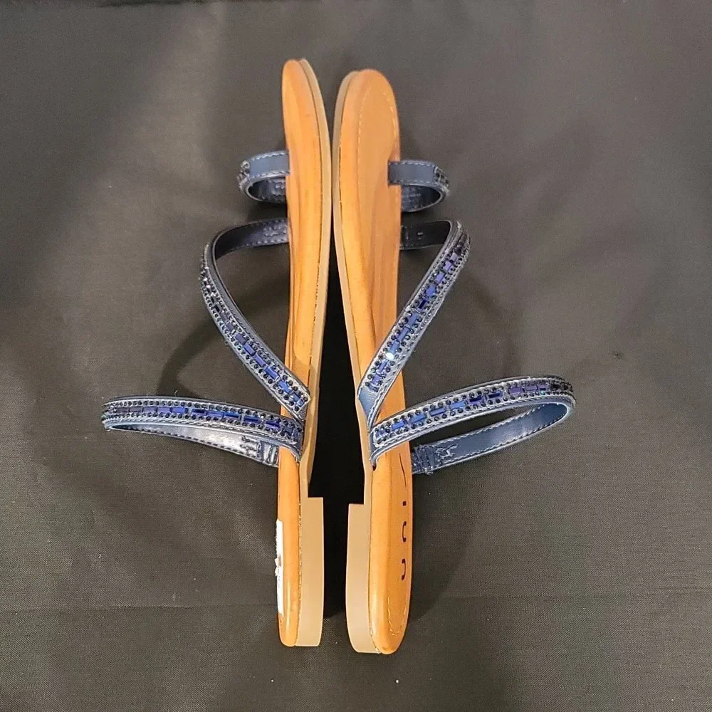 BRAND NEW UNISA UNDERLIAH-R GLASS STONE DOUBLE STRAP OPEN TOE SANDAL